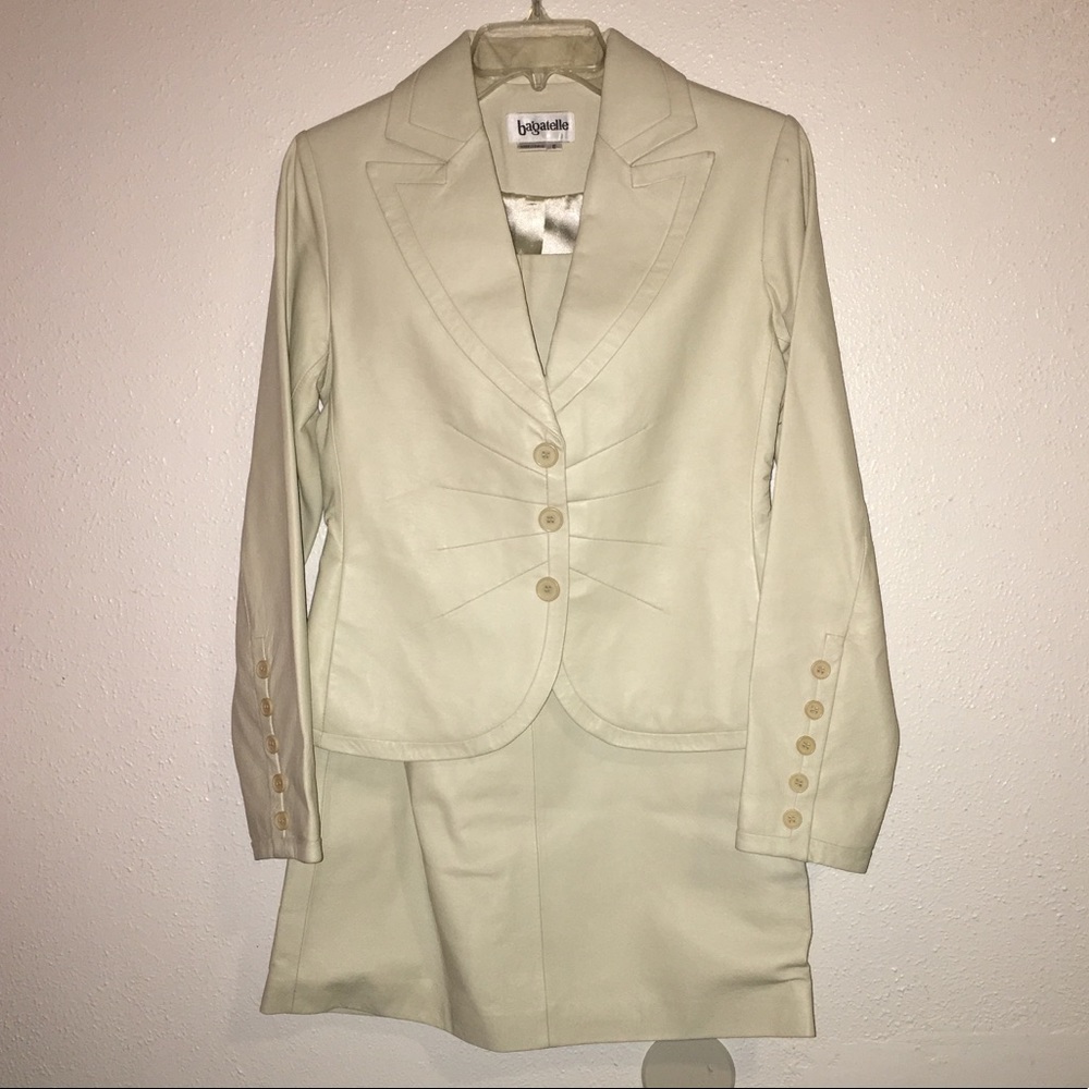 NWOT Bagatelle Ivory Leather Suit